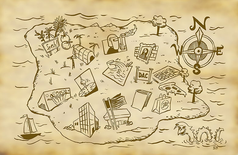 treasure map illustration Joe Sherlock Illustration and Design