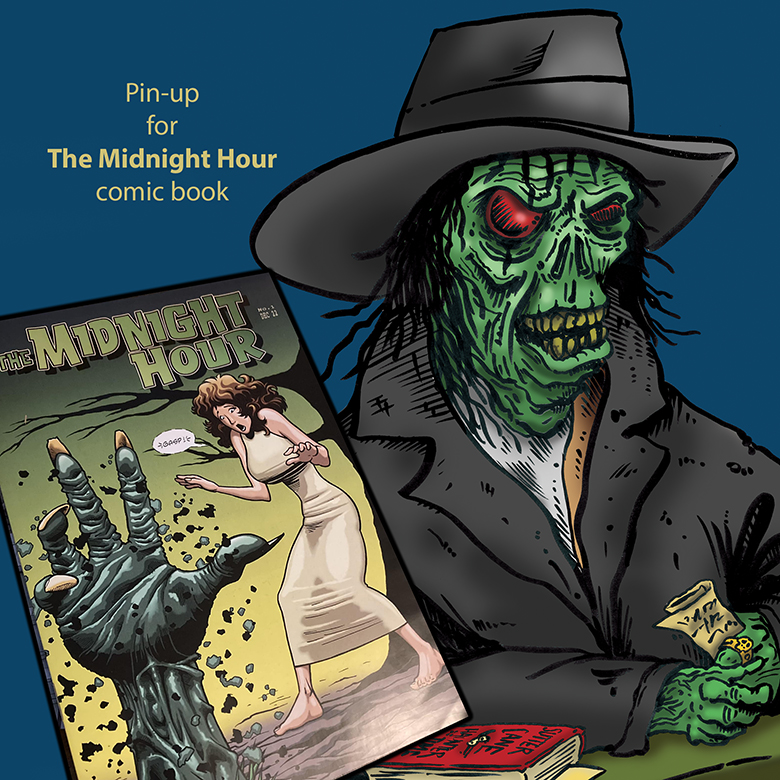 comic book horror pin-up the midnight hour Joe Sherlock Illustration and Design